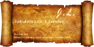 Jakubovics Liander névjegykártya
